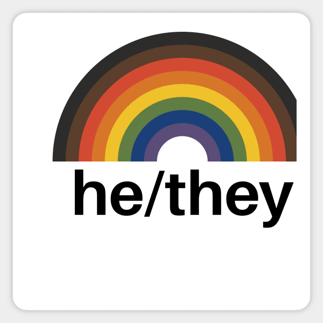 He/They Pronouns Rainbow Sticker by lavenderhearts